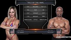 tile dominates cross on mat, bbc into petite pussy after rimming.