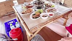 yo, fucking this beautiful girl in a red dress outdoors leads to a creampie!