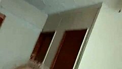 Dirty milf slut spits cum on her big tits in cuckold scene