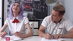 mia cheers - two cocks in a skinny purple haired teen 18+