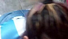 The blonde slut gives blowjob to friend, swallowing cum like liquid lunch.