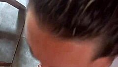 The blonde slut gives blowjob to friend, swallowing cum like liquid lunch.