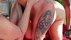 Does Dee Siren suck monster cock in interracial threesome?