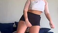 Bouncing Blonde Titties During Workout In Shorts