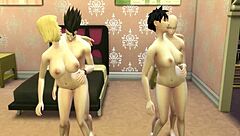 Videl and number 18 swap husbands in dragon ball hentai