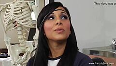 sexy brunette gives handjob to parody babe in mature amateur scene