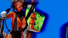 A beautiful half-naked whore dances with her naked pussy exposed