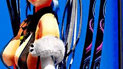 A beautiful half-naked whore dances with her naked pussy exposed