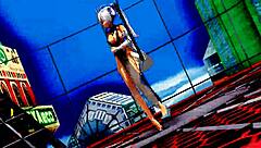 A beautiful half-naked whore dances with her naked pussy exposed