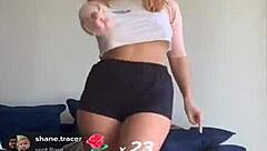 Bouncing Blonde Titties During Workout In Shorts