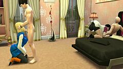 Videl and number 18 swap husbands in dragon ball hentai