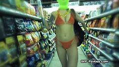 post heist group with bikini friends