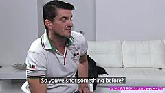 Horny Stud Wants To Cum On Sexy Agent's Amazing Tits