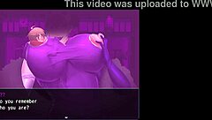 mistress's lactating boobs get sucked on in hentai game, milk flowing everywhere