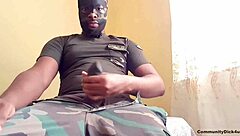 Military jerking off with dirty talk until blowjob orgasm
