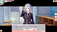 Feisty big-breasted JK Asami gets tit massage and blowjob in 3D hentai