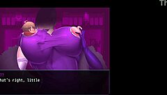 mistress's lactating boobs get sucked on in hentai game, milk flowing everywhere