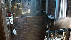 two girlfriends showering together in the bathroom, so hot