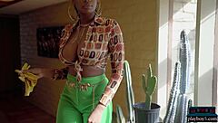 huge natural tits ebony milf shows off!