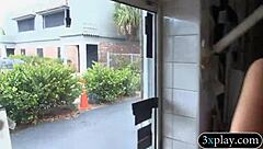 Lovely blonde girl gets banged by bald dude for cash.