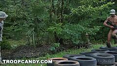 old gay men in military uniforms engage in group orgy as discipline