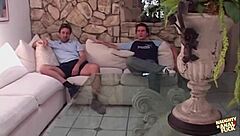 redhead enjoys raw threesome with two strangers