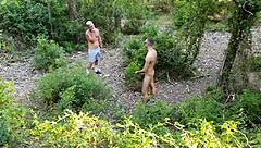 this guy gives a blowjob to vadim romanov's monster cock in the outdoor forest