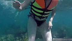 german teen shows big boobs in bikini at beach 😍