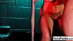 Hot Blonde Nadia White Strips and Delivers Wild Lapdance