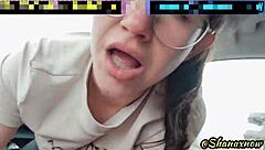 shanaxnow delivers perfect car pov blowjob with deepthroat
