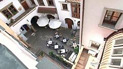 Behind the scenes, maid licks and blows before anal