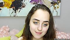 Wow, watch this beautiful brunette babe with small tits play with vibrator on webcam!