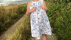 wife naked playing outdoors and masturbating