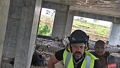 Public bareback gay sex in construction site