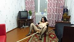 Curvy milf engages in unusual amateur masturbation using any object in home fetish setting