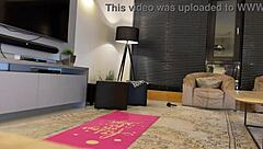 fitness model comes for yoga and stretching shooting