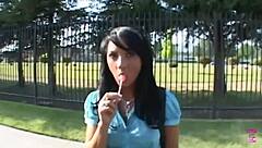 i watched a lovely brunette enjoy an intimate ride in a van with various positions.