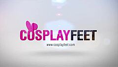 Blonde In Black Dotted Stockings Plays With Her Feet