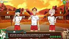 In game friends camp episode 9, natsumi gets a juicy blowjob with russian voice acting