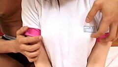 Petite asian teen in rough group scene