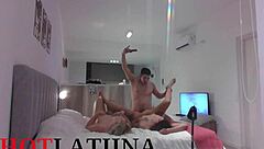 Latina Trio Bent Over for Cumshot