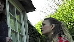 cute big-boobed girl sucks older man’s cock