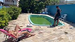 two petite babes fucked hard in threesome by pervert