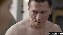 family man manipulates redhead babysitter into deepthroat