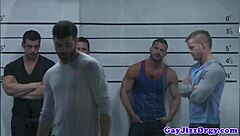 Muscular Hunks In Gay Orgy Blowing During Intense Cumshots