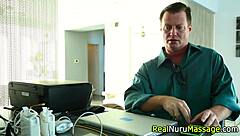 Jizzy asian masseuse gets fucked with monster cock