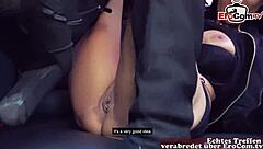 skinny german mommy cums on ass in public car fuck