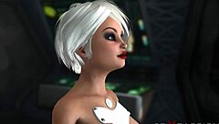 Sexy sci-fi dickgirl android dominates hot woman in space station