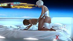 Sexy sci-fi dickgirl android dominates hot woman in space station