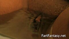 Amber Star creates stinky fart bubbles in the bath for ass worship.